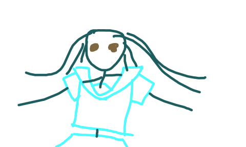蓝色水手服 长发 棕色瞳